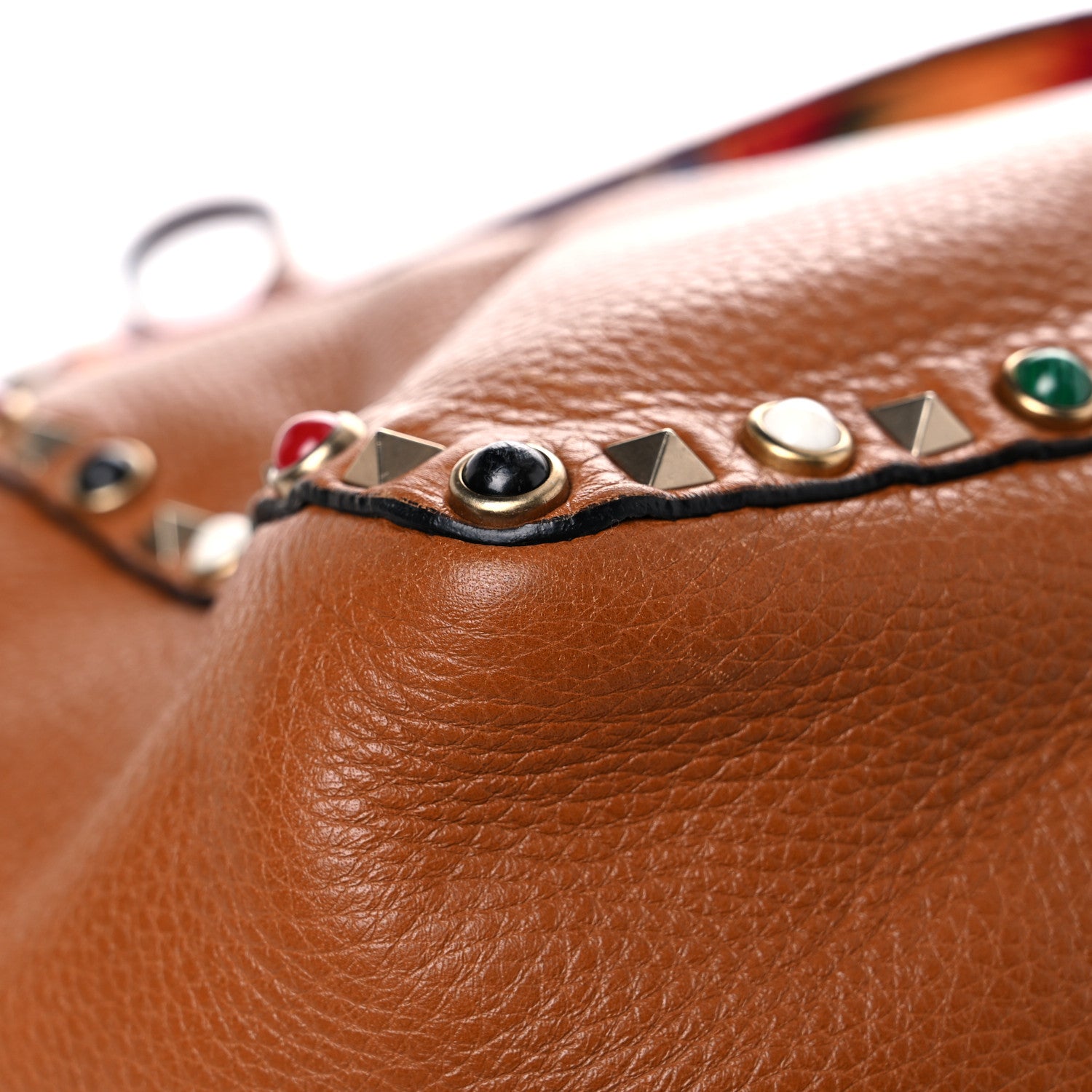 Valentino Garavani Stampa Alce Calfskin Medium Guitar Strap Rockstud Rolling Reversible Tote Light Cuir Rubin 8 of 29