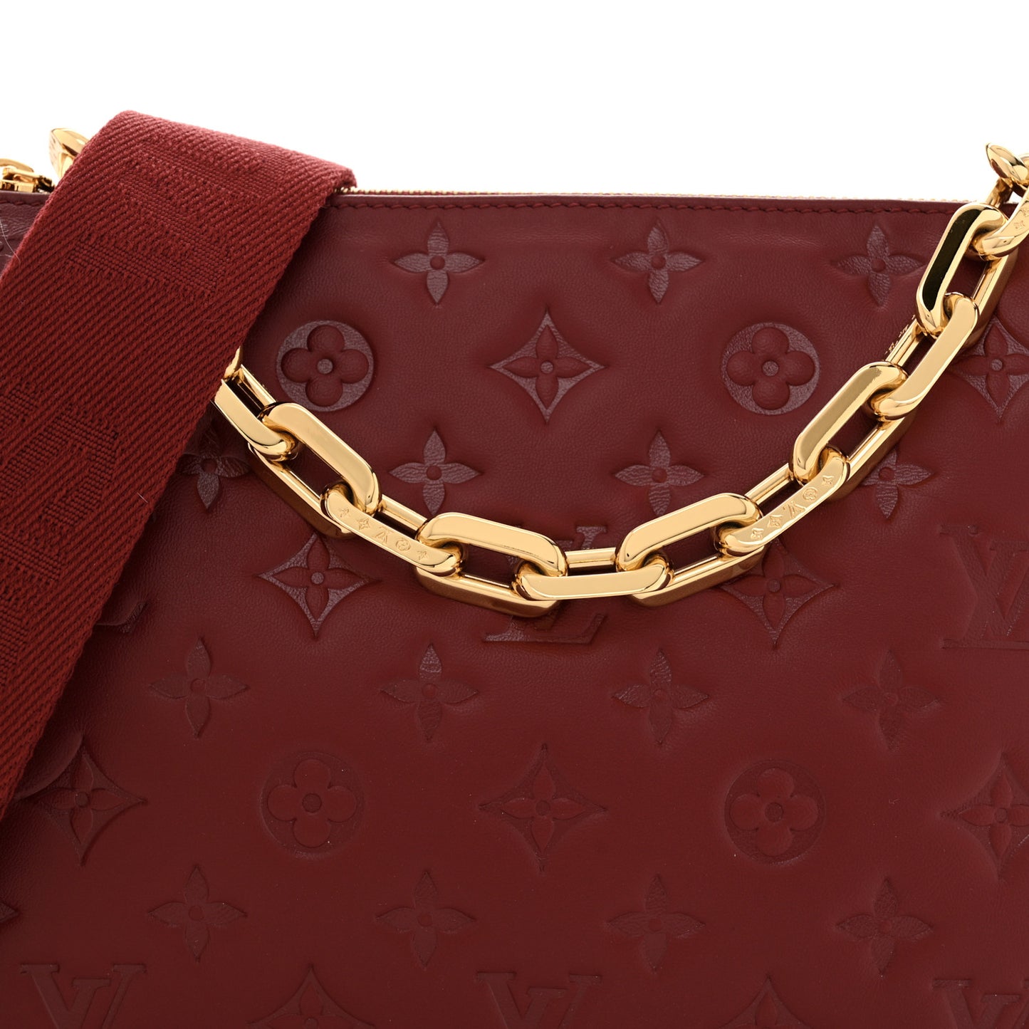 Lambskin Embossed Monogram Coussin PM Wine
