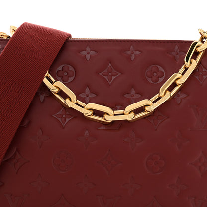 Louis Vuitton Lambskin Embossed Monogram Coussin PM Wine 7 of 9