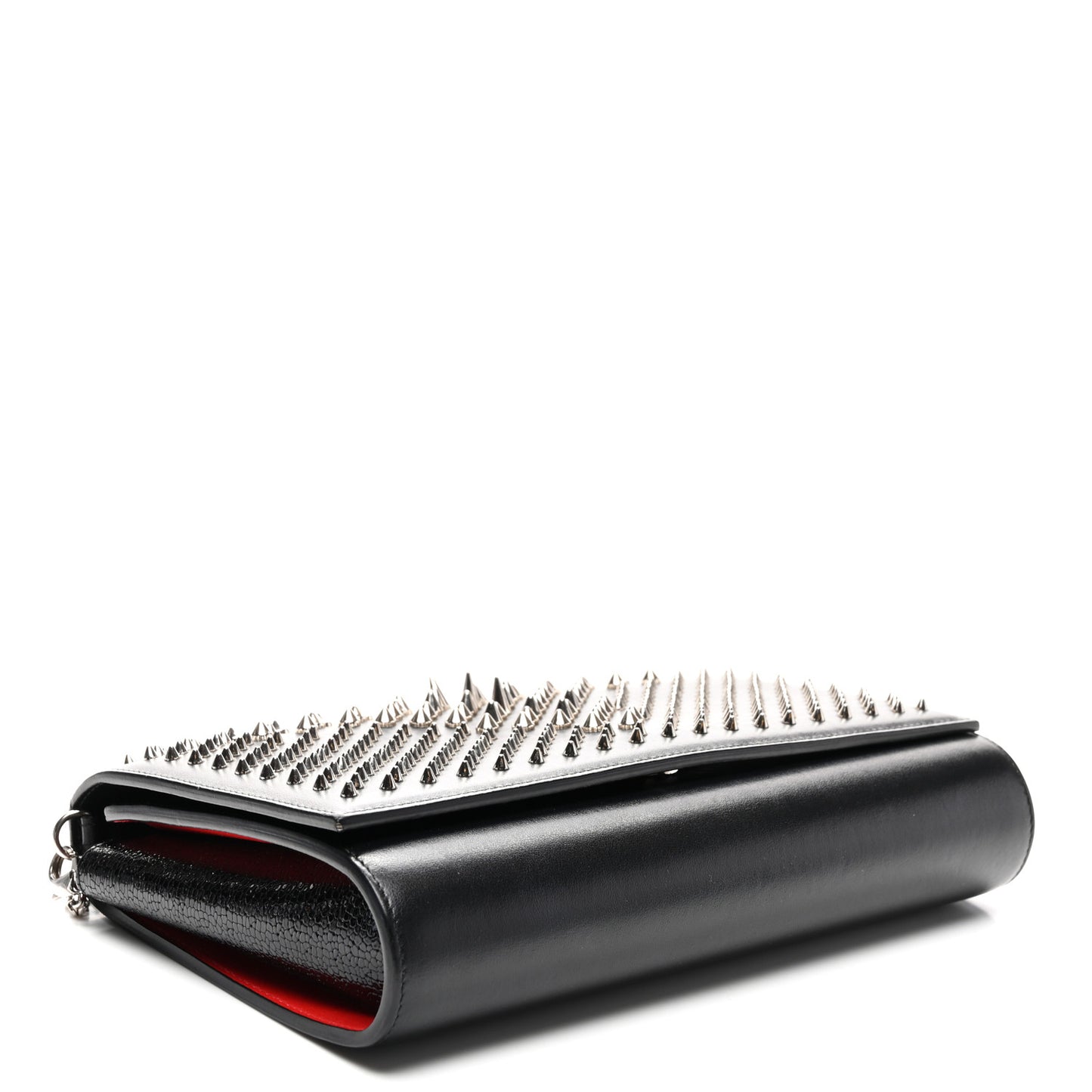 Calfskin Patent Jurassic Spikes Paloma Clutch Black