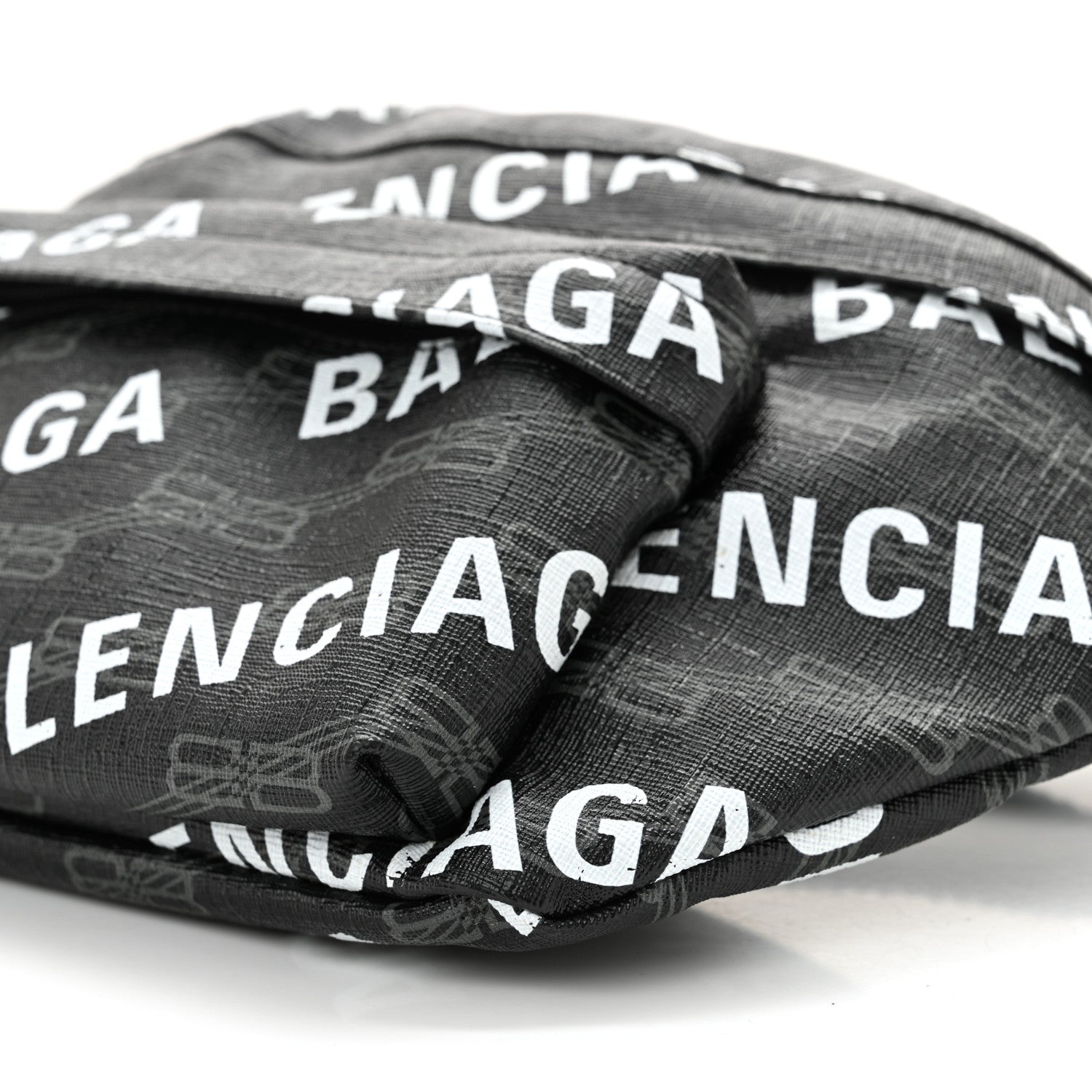 Balenciaga Coated Canvas BB Monogram Allover Logo Medium Signature Beltpack Black Grey White 10 of 10