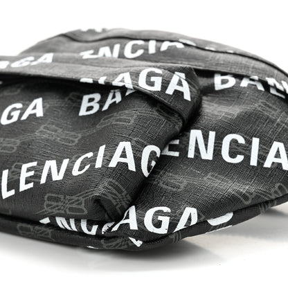Balenciaga Coated Canvas BB Monogram Allover Logo Medium Signature Beltpack Black Grey White 10 of 10