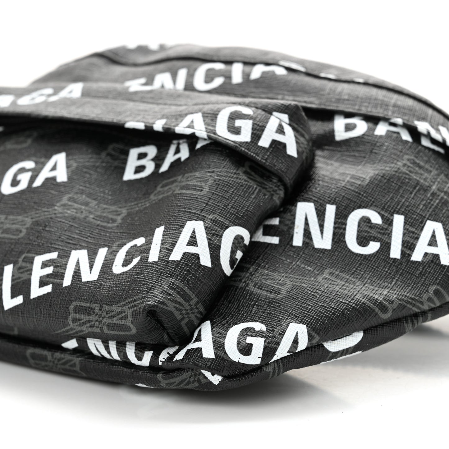 Coated Canvas BB Monogram Allover Logo Medium Signature Beltpack Black Grey White Black Grey White