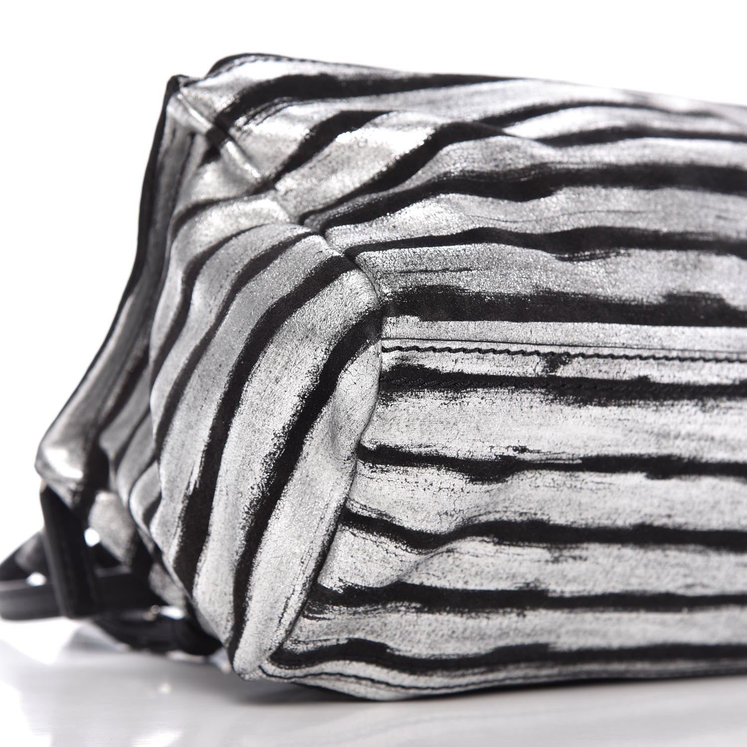 Givenchy Metallic Calfskin Striped Mini Pandora Black Silver 6 of 10