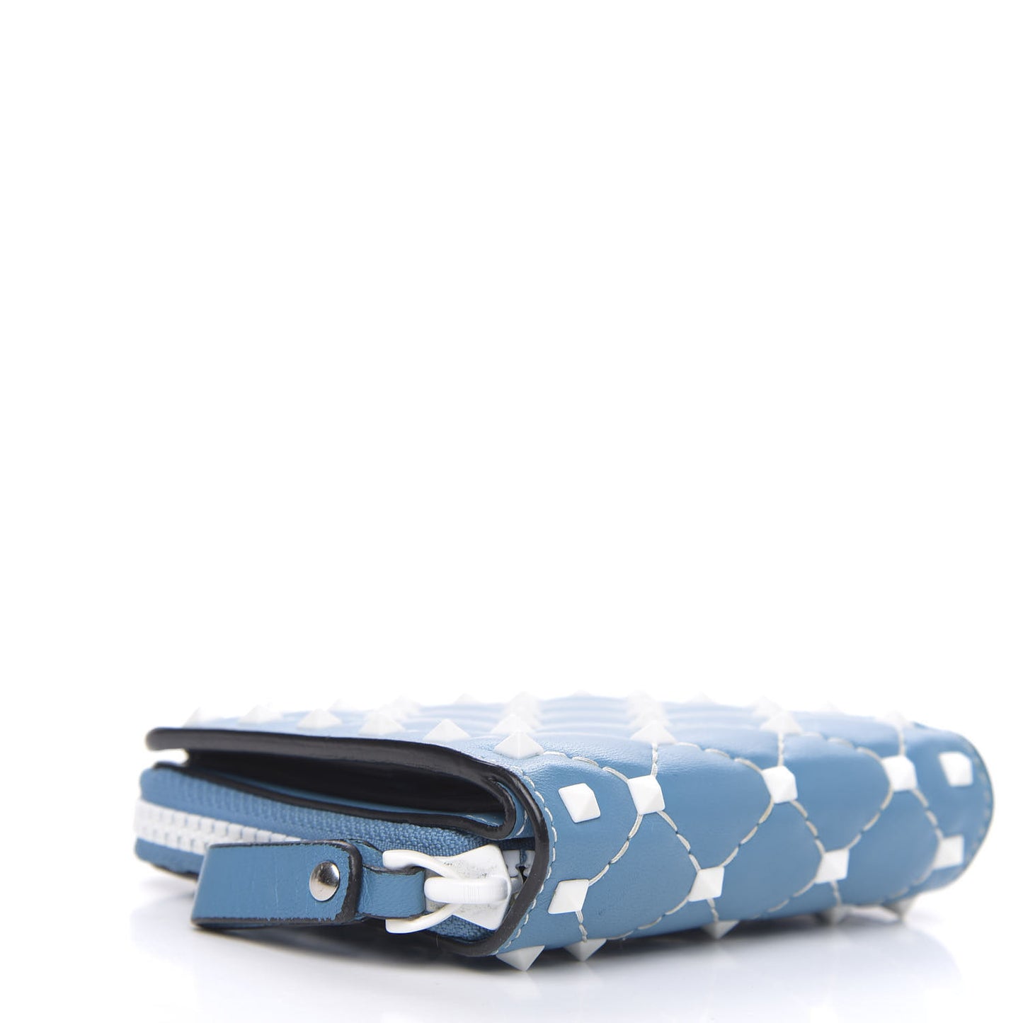 Nappa Free Rockstud Spike Compact Zip Around Wallet Cerulean