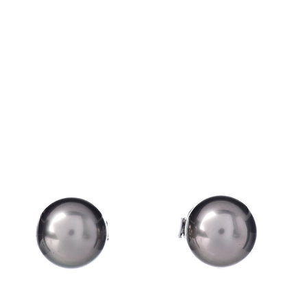 Mikimoto 18K White Gold Black South Sea Pearl 9mm Stud Earrings 1 of 5