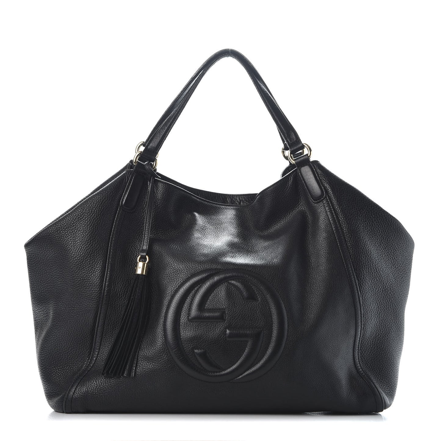 Pebbled Calfskin Large Soho Shoulder Bag Black