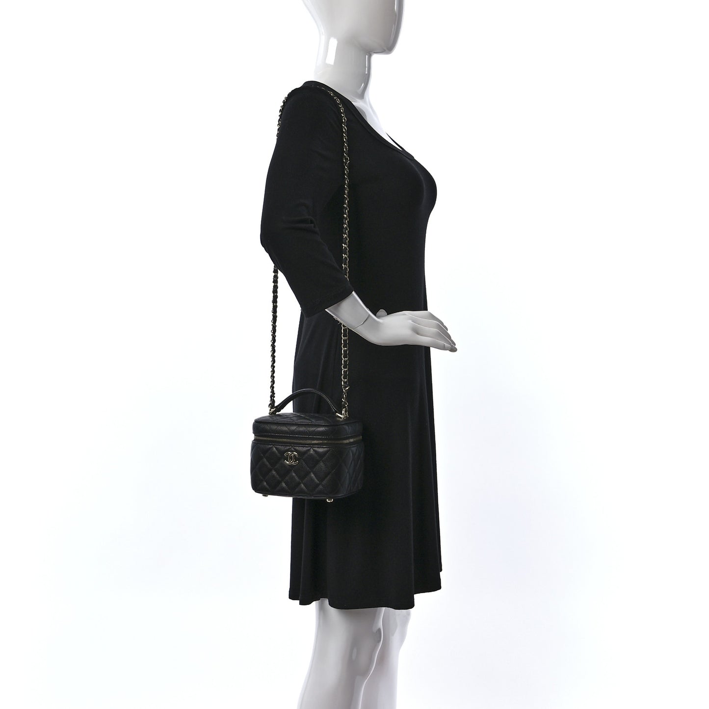 Caviar Quilted Small CC Vanity Case Black