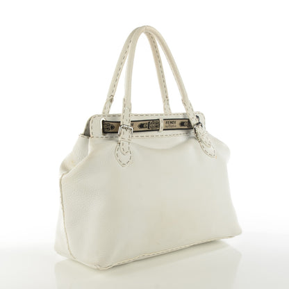Fendi Calfskin Romano Selleria Large Villa Borghese Tote Bianco 3 of 12