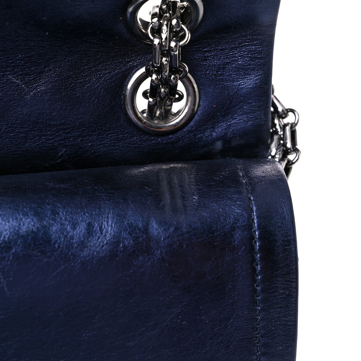Chanel Metallic Aged Calfskin Quilted 2.55 Reissue 225 Flap Blue 12 of 21