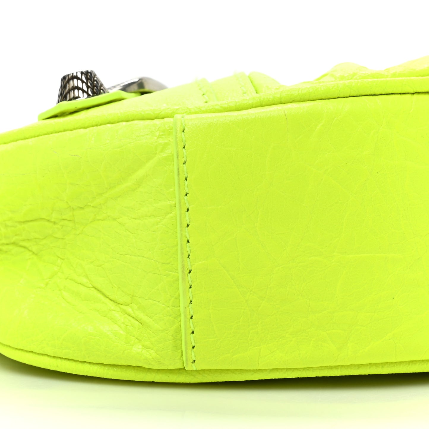 Agneau Arena Le Cagole Chain Shoulder Bag XS Fluo Yellow