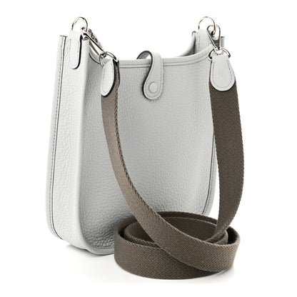 Hermes Taurillon Clemence Amazone Evelyne TPM Bleu Pale Gris Etain 3 of 11