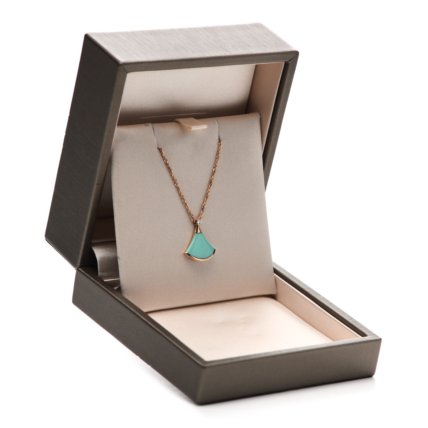 Bulgari 18K Rose Gold Diamond Turquoise Divas' Dream Pendant Necklace 7 of 7