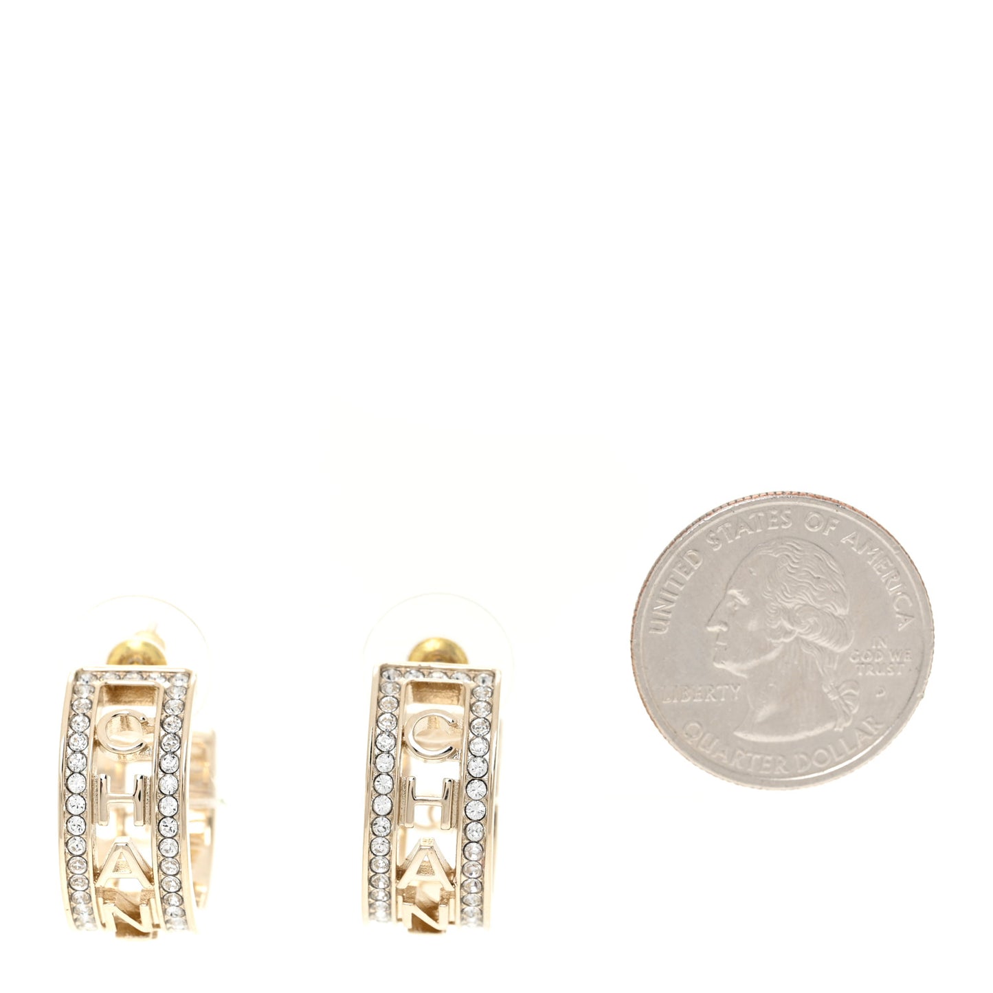Metal Crystal Bow-tiful CC Hoop Earrings Gold