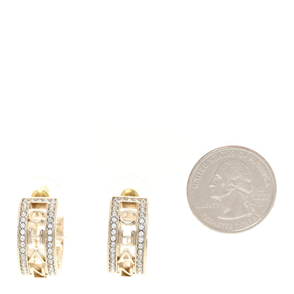 Chanel Metal Crystal Bow-tiful CC Hoop Earrings Gold 2 of 6