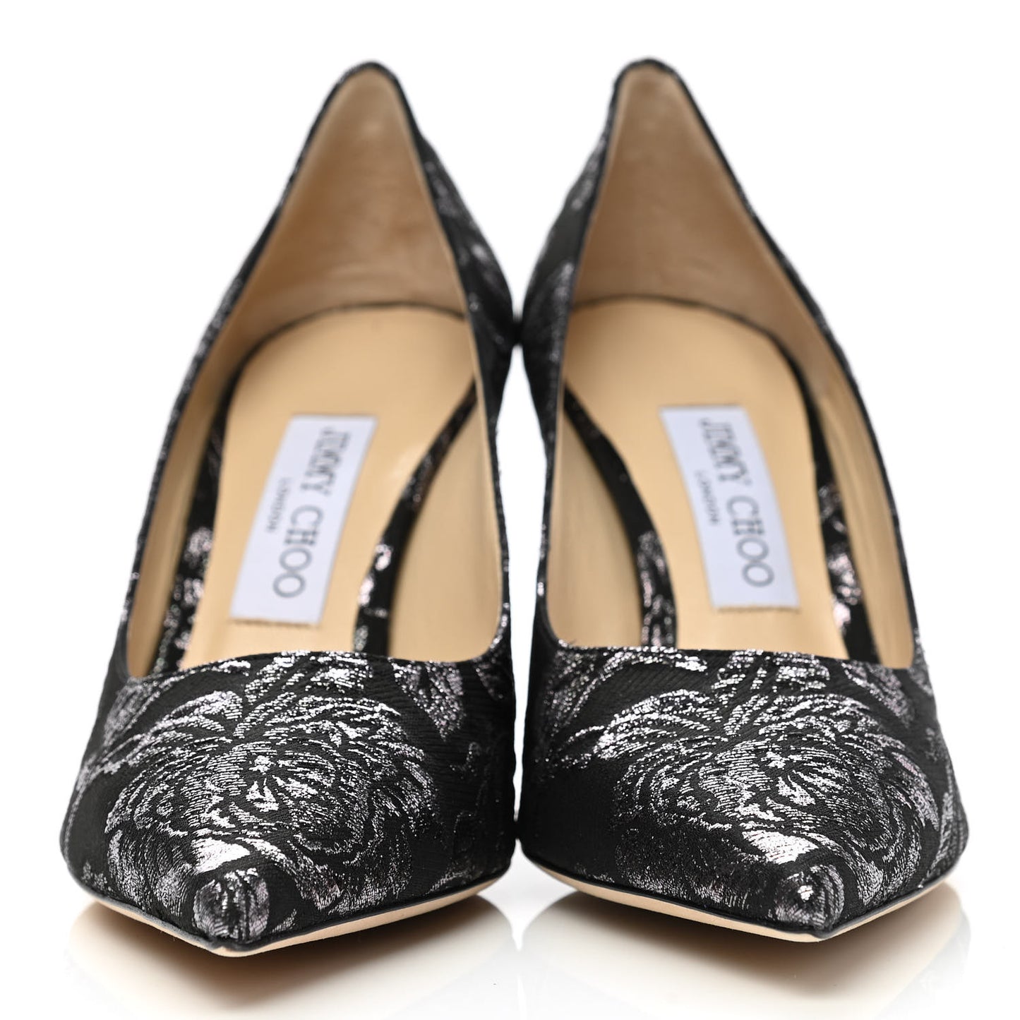Floral Brocade Pointy Toe Love 85 Pumps 38.5 Black Steel