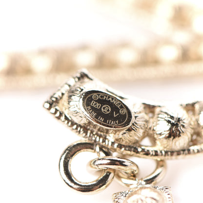 Chanel Crystal Cha-Nel Logo Drop Earrings Gold 4 of 5