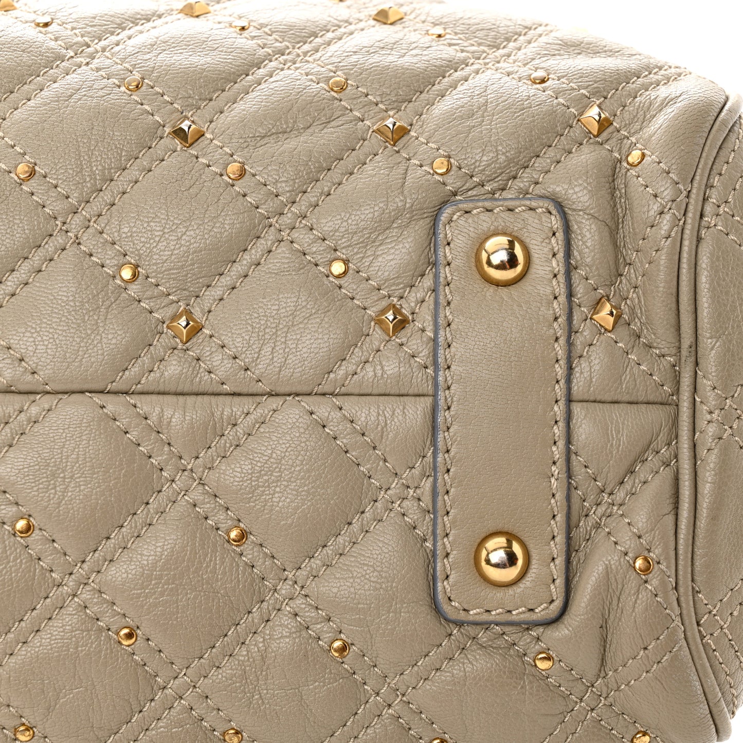 Calfskin Quilted Studded Stam Grey