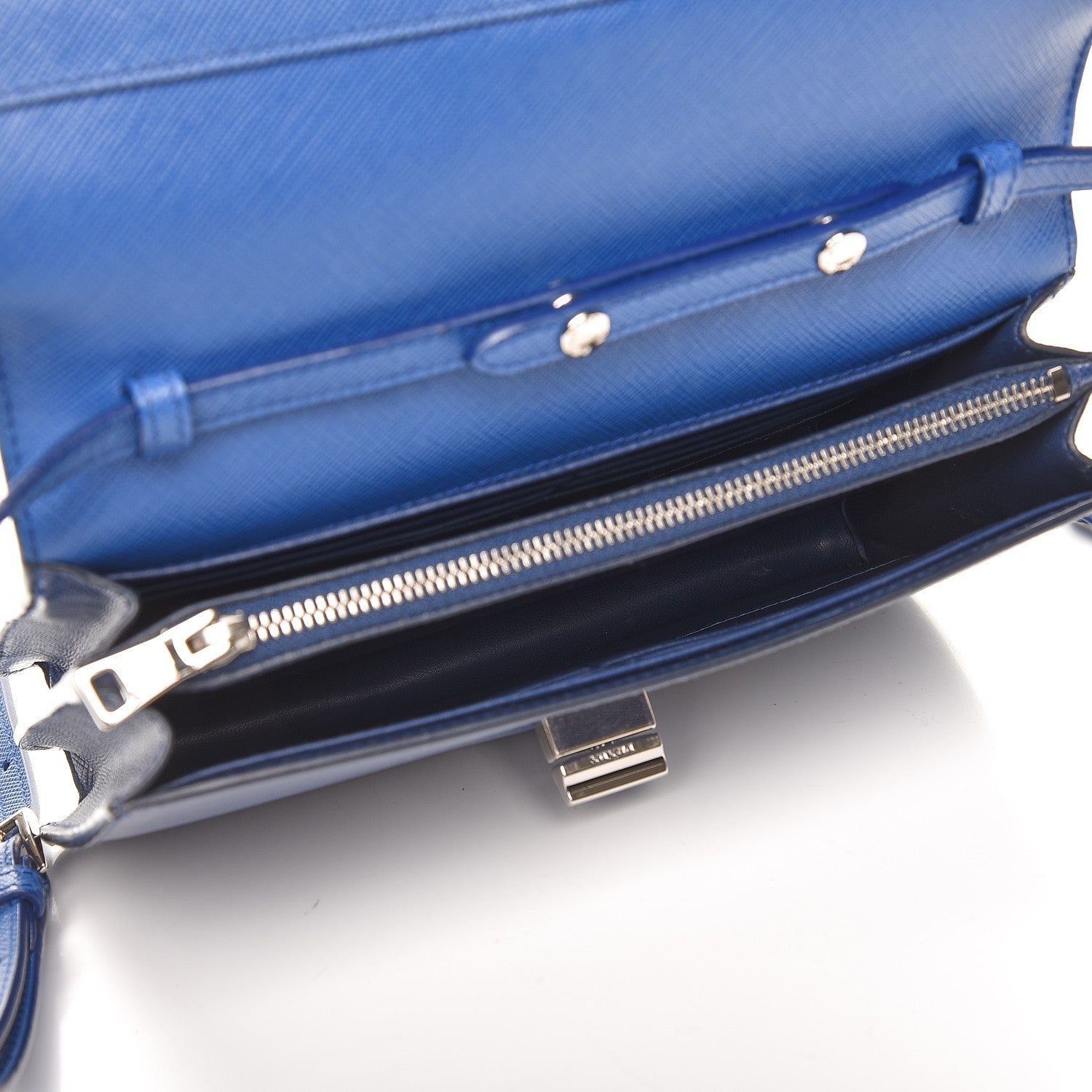 Prada Saffiano Lux Flap Crossbody Bleuette Azzurro 5 of 6