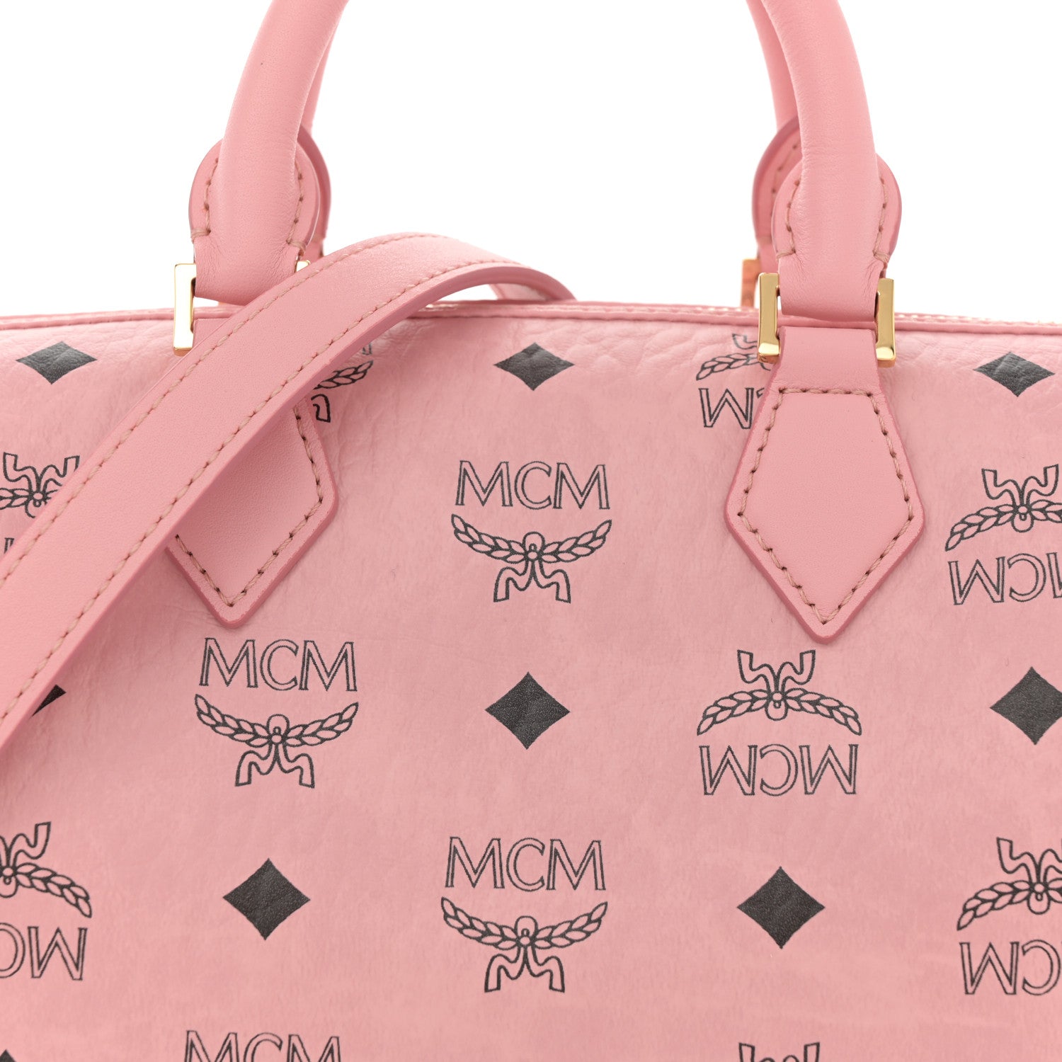 MCM Visetos Small Ella Boston Bag Soft Pink 8 of 10