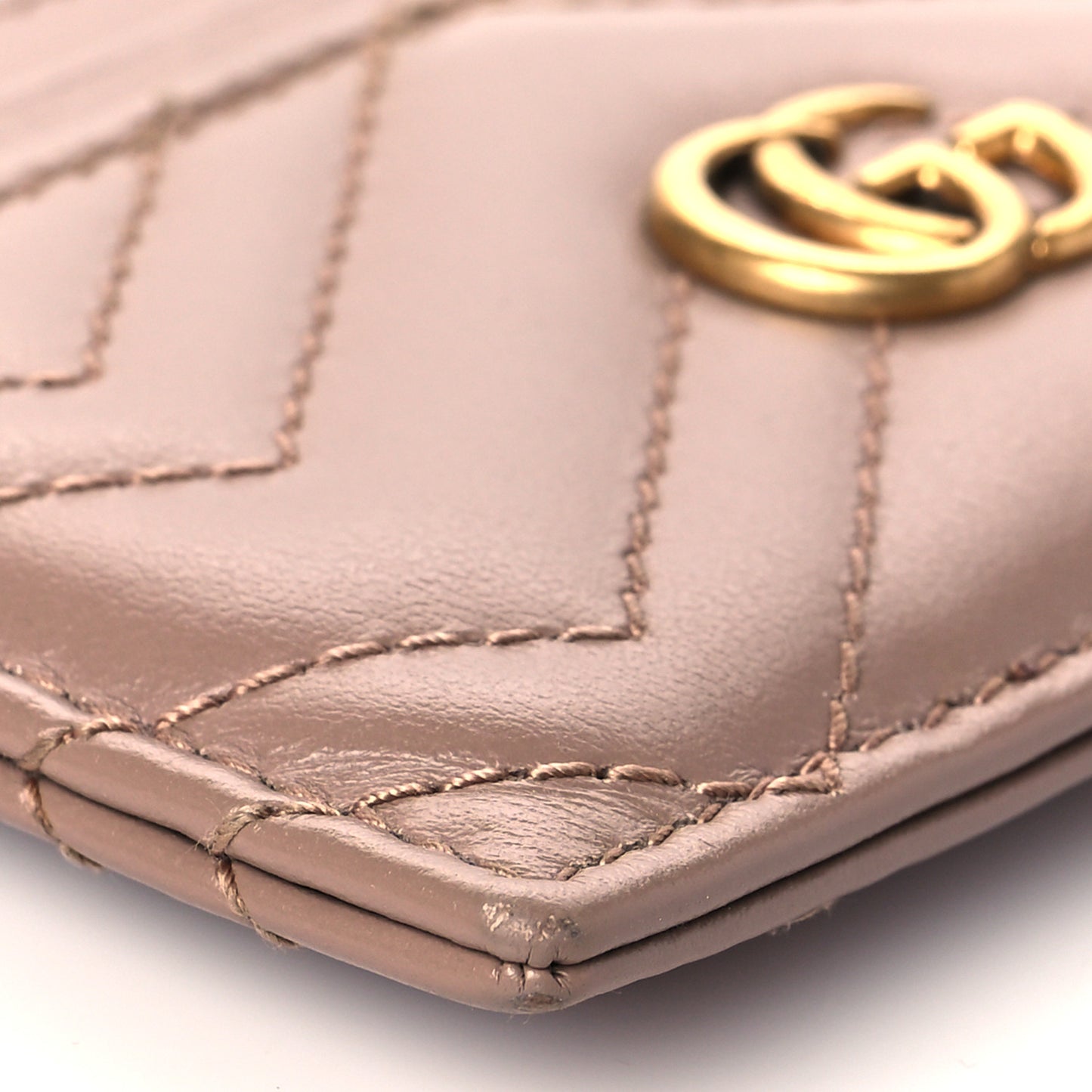 Calfskin Matelasse GG Marmont Card Holder Porcelain Rose