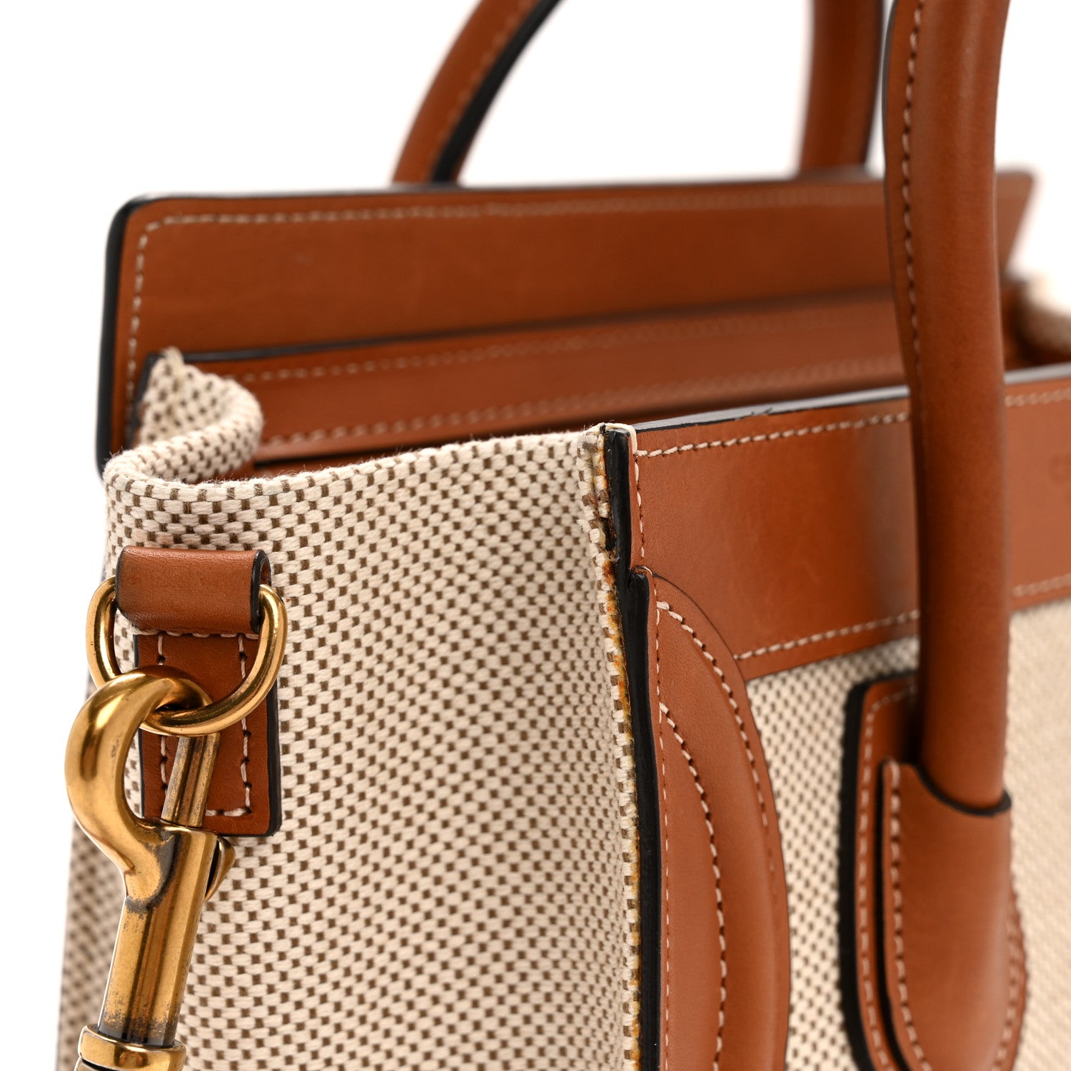 Celine Textile Smooth Calfskin Nano Luggage Tan White 14 of 14
