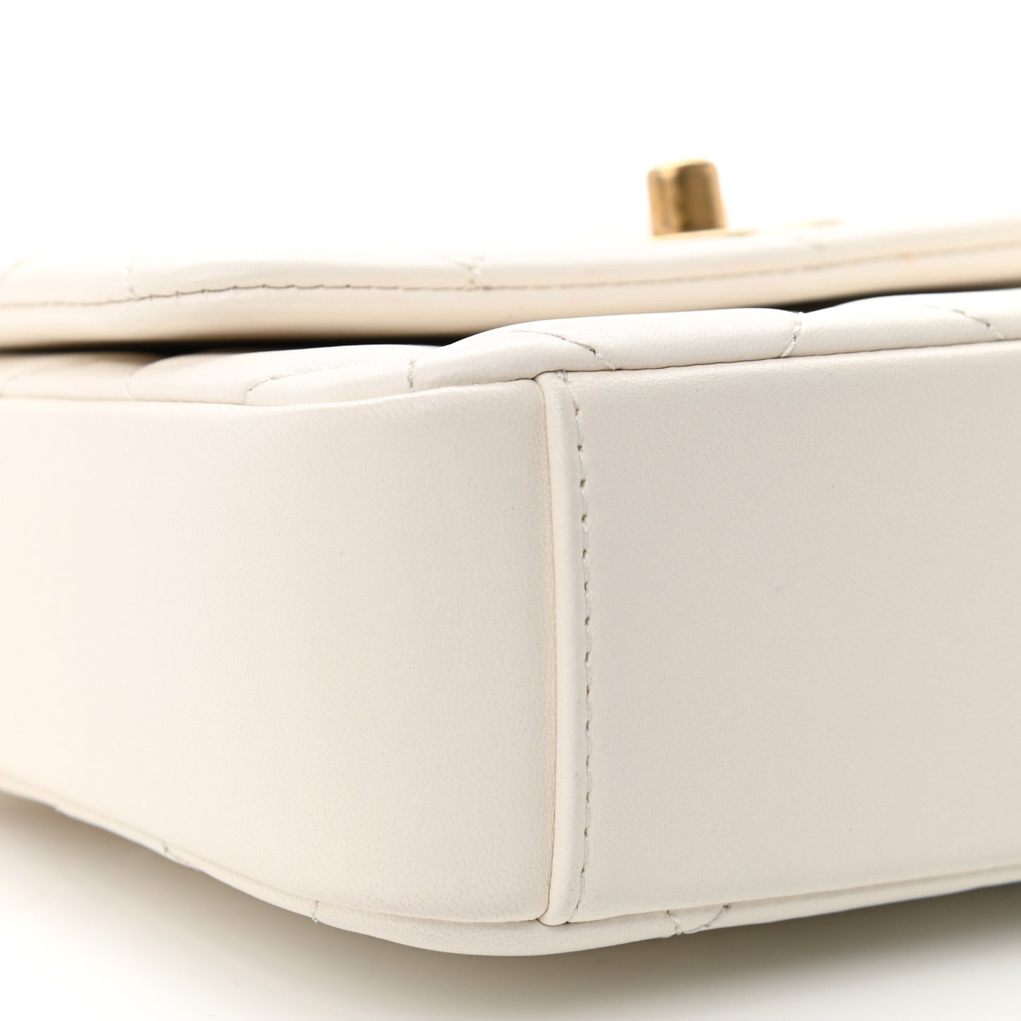 Lambskin Quilted Mini Side Note Flap White
