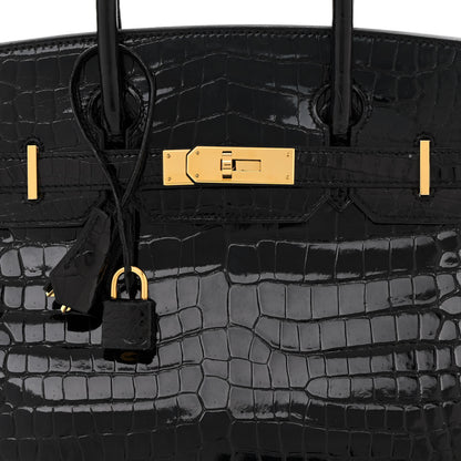 Hermes Shiny Porosus Crocodile Birkin 30 Black 8 of 11