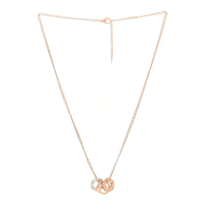 Cartier 18K White Pink Gold Diamond Three Ring LOVE Pendant Necklace 3 of 5