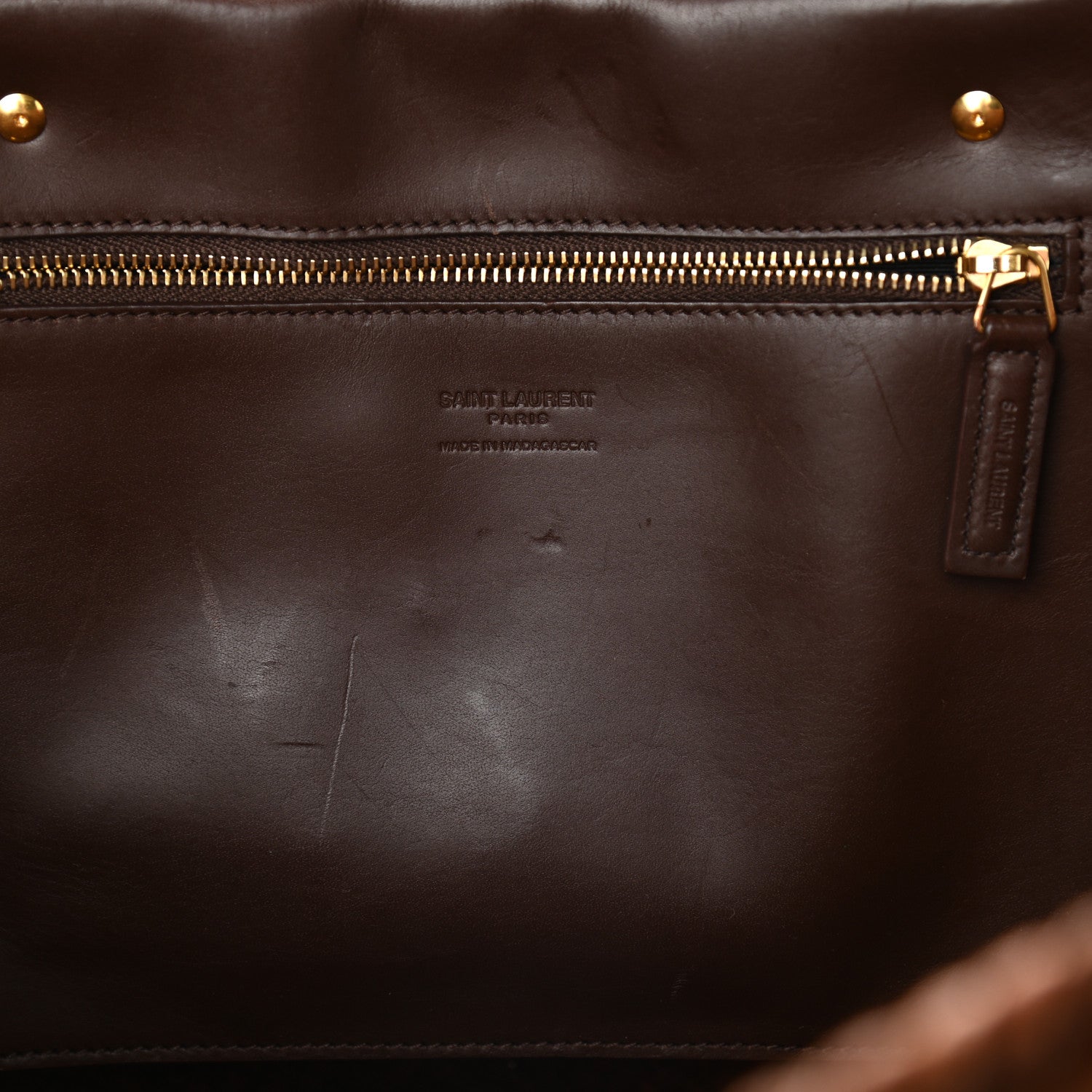 Saint Laurent Raffia Calfskin Medium Panier Tote Dark Chocolate 10 of 11