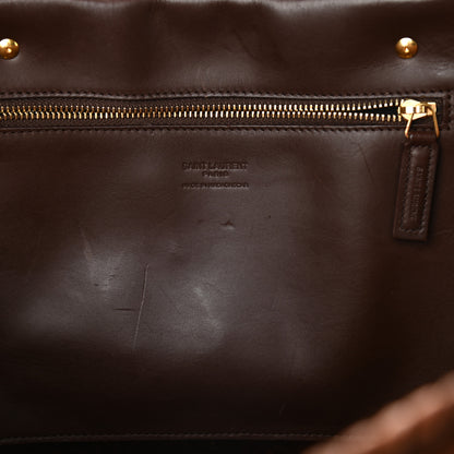 Saint Laurent Raffia Calfskin Medium Panier Tote Dark Chocolate 10 of 11