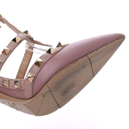 Valentino Garavani Calfskin Nappa Rockstud Ankle Strap 100mm Pumps 35 Grey Pink Poudre 16 of 18