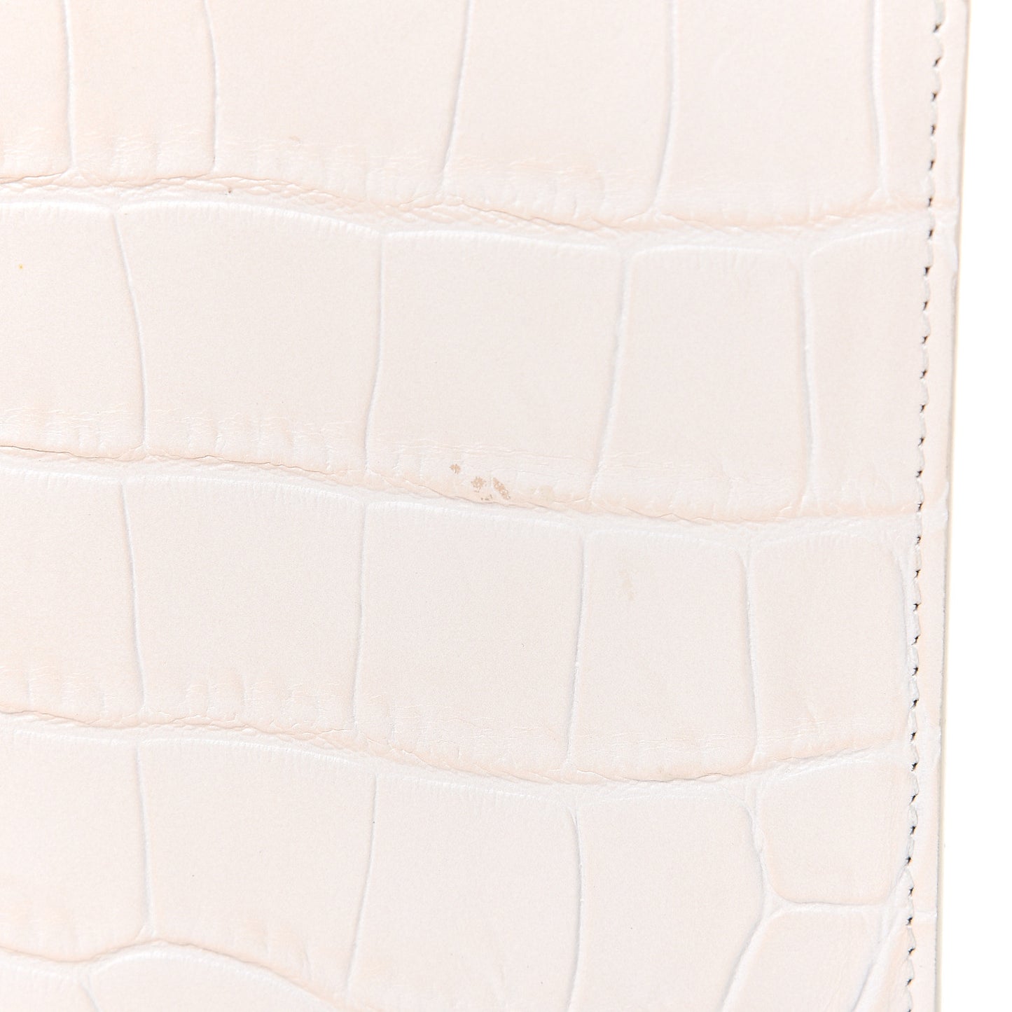 Calfskin Crocodile Embossed Knuckle Flat Clutch Ivory