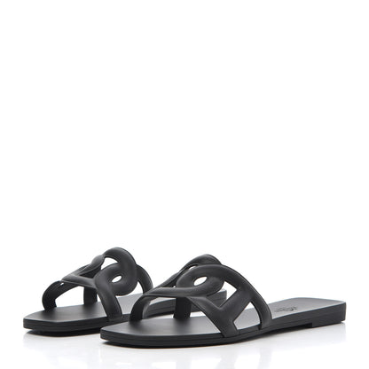 Hermes Rubber Aloha Sandals 38 Black 3 of 8