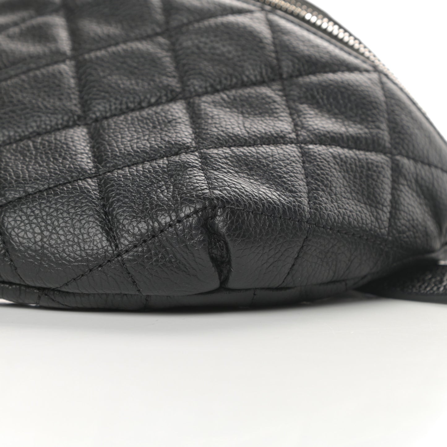 Grained Calfskin Quilted Waist Belt Bag Black