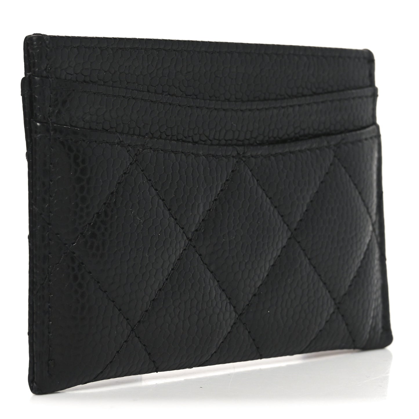 Caviar Quilted Card Holder Black