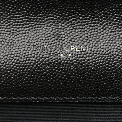Saint Laurent Grain De Poudre Matelasse Chevron Monogram Cassandre Flap Pouch Black 6 of 10