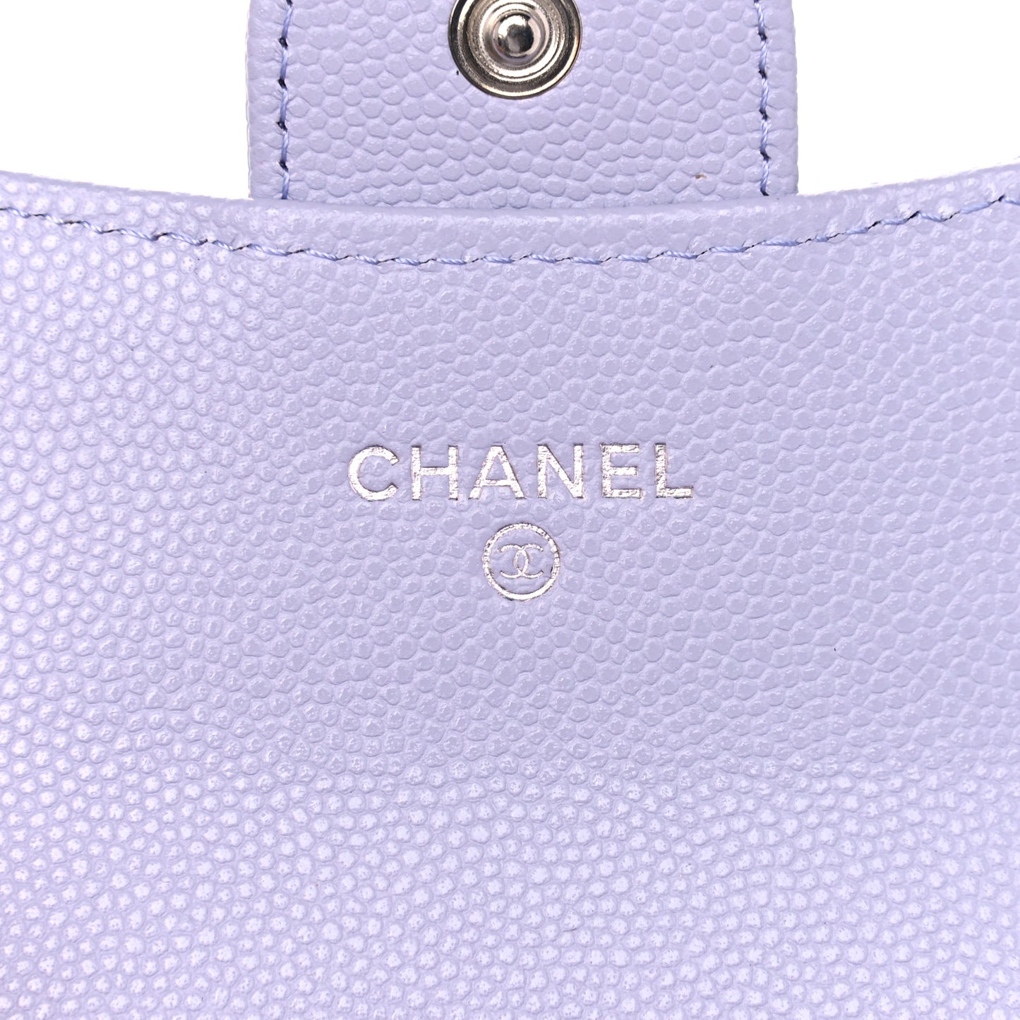 Caviar Quilted Flap Card Holder Wallet Light Purple