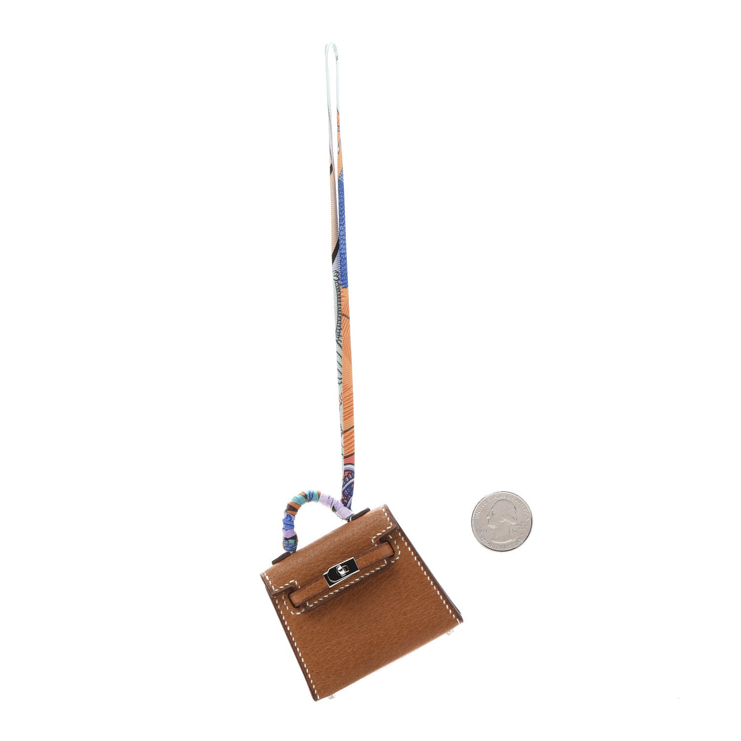 Hermes Peau Porc Mini Kelly Twilly Bag Charm Toffee 2 of 7