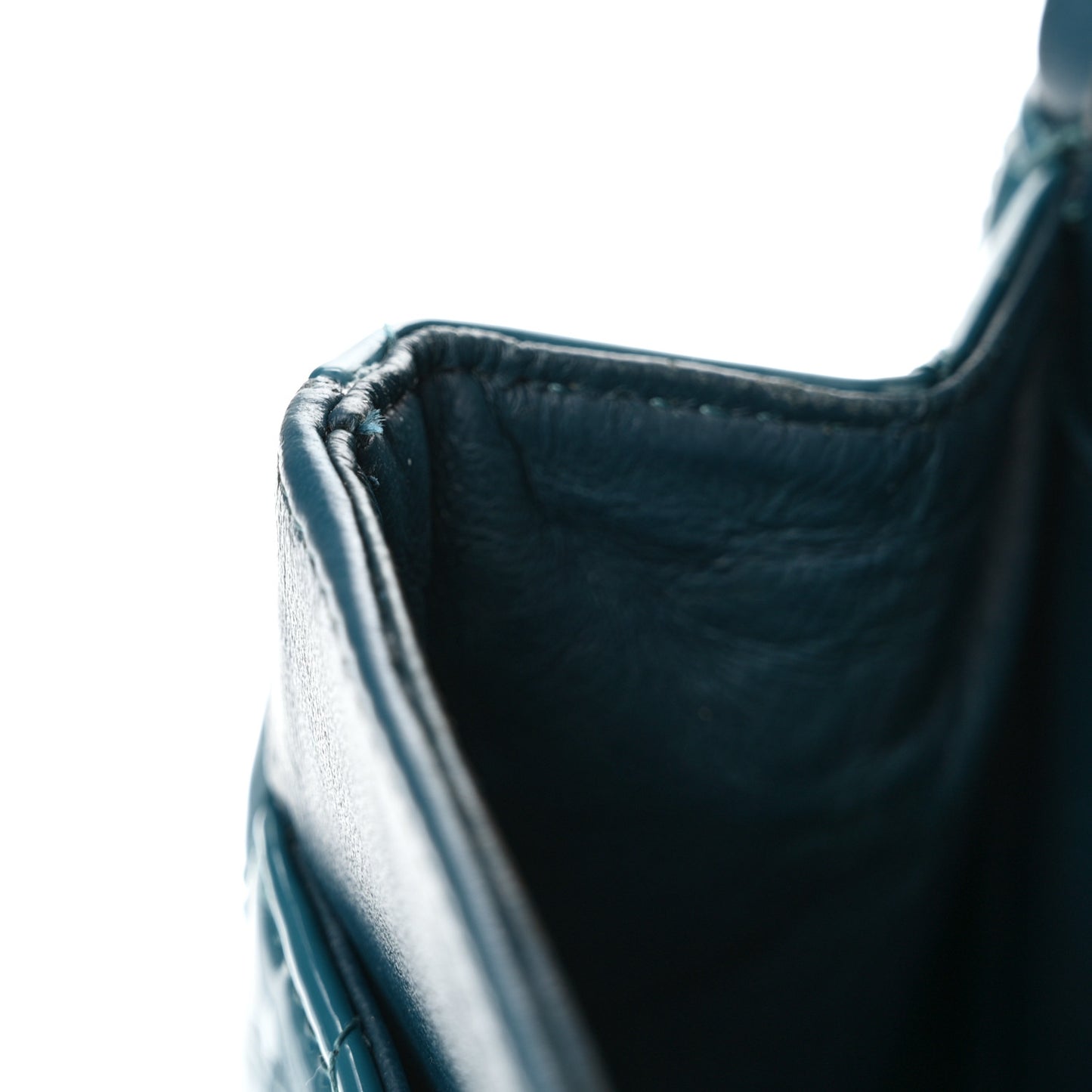 Patent Calfskin Quilted Jumbo Double Flap Turquoise
