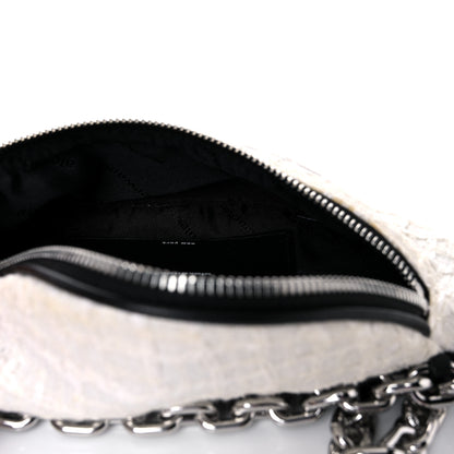 Alexander Wang Patent Tweed Chain Embellished Attica Belt Bag White 5 of 11