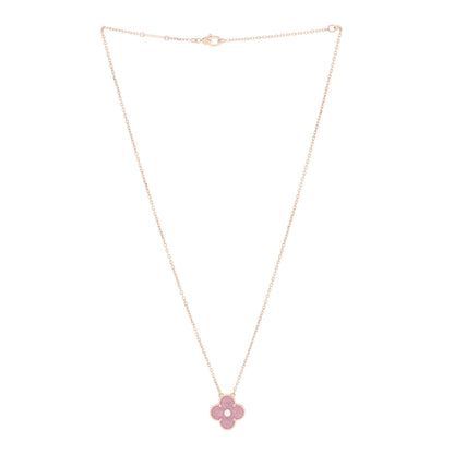 Van Cleef & Arpels 18K Rose Gold Diamond Rhodonite Vintage Alhambra Pendant Necklace 3 of 6