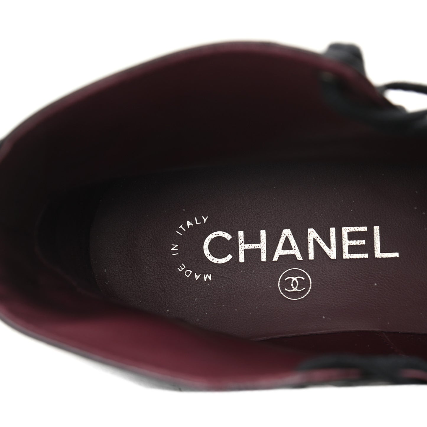 Crackled Calfskin Velvet Pearl Combat Short Boots 37.5 Black