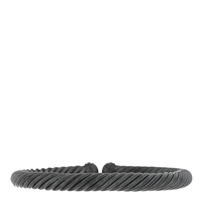 David Yurman Darkened Sterling Silver Black Diamond 7mm Cablespira Bracelet 2 of 4