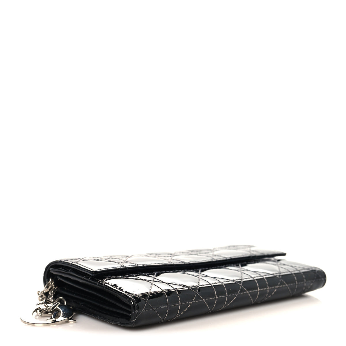 Patent Cannage Lady Dior Rendezvous Wallet On Chain Black