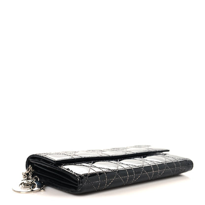 Christian Dior Patent Cannage Lady Dior Rendezvous Wallet On Chain Black 3 of 9