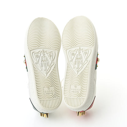 Gucci Calfskin Web Pearl Studded Womens Ace Sneakers 35 White 8 of 14