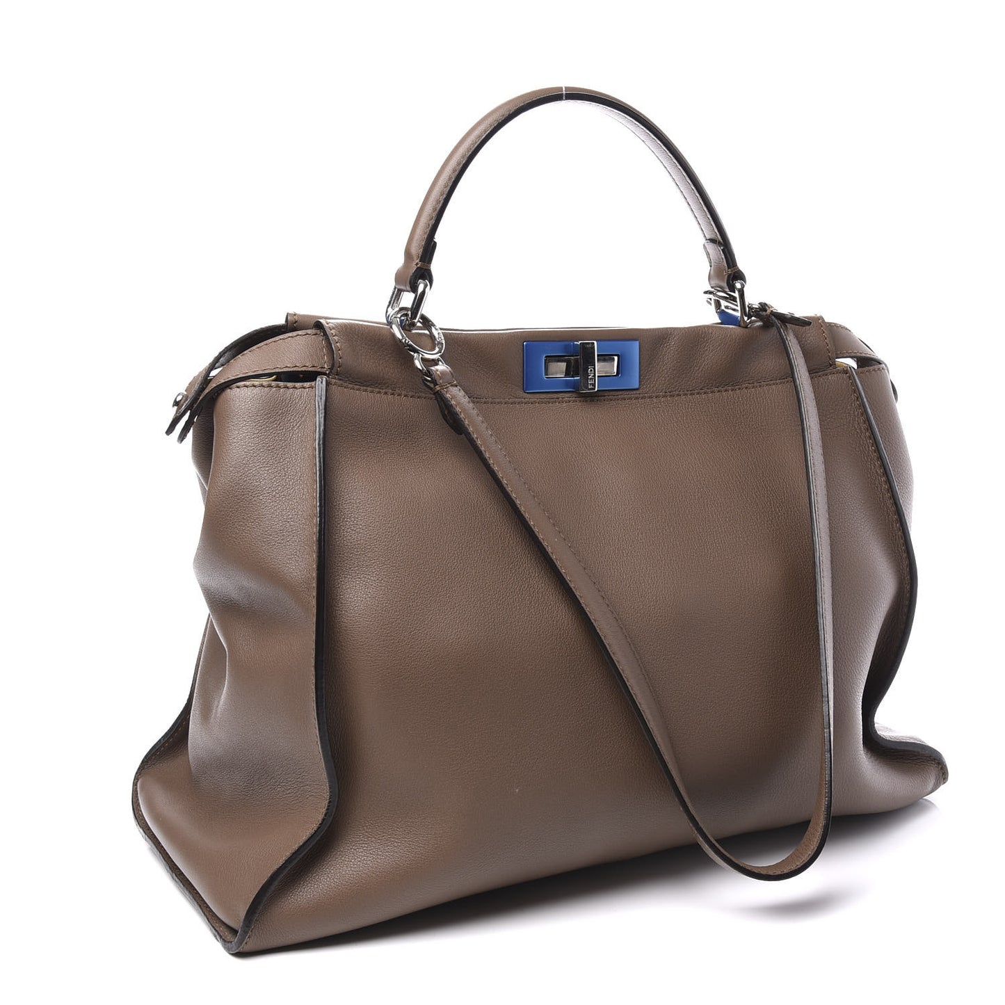 Vitello Dolce Shiny Nappa Large Peekaboo Iconic Satchel Brown