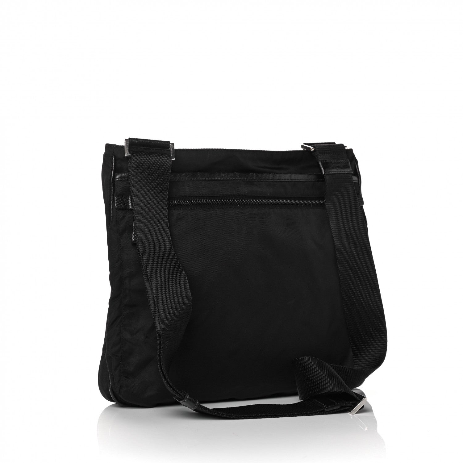 Prada Tessuto Nylon Saffiano Flat Messenger Bag Black 2 of 4