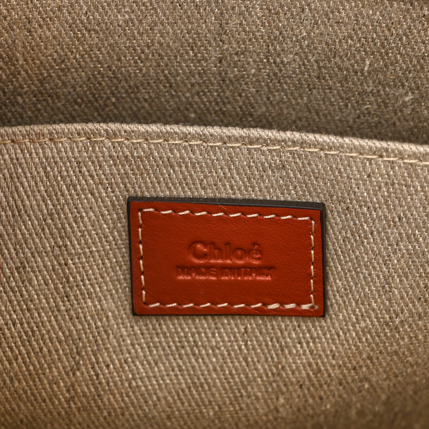 Chloe Cotton Calfskin Medium Woody Ribbon Tote White Brown 5 of 9